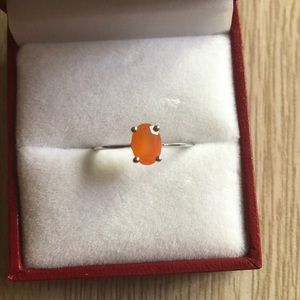 Sterling Silver and Carnelian Ring, Size 6